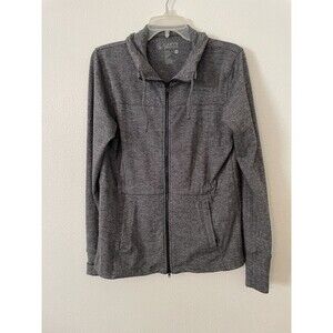 Womens Carve Designs Workout Jacket Gray Tweed Woven Zip Medium